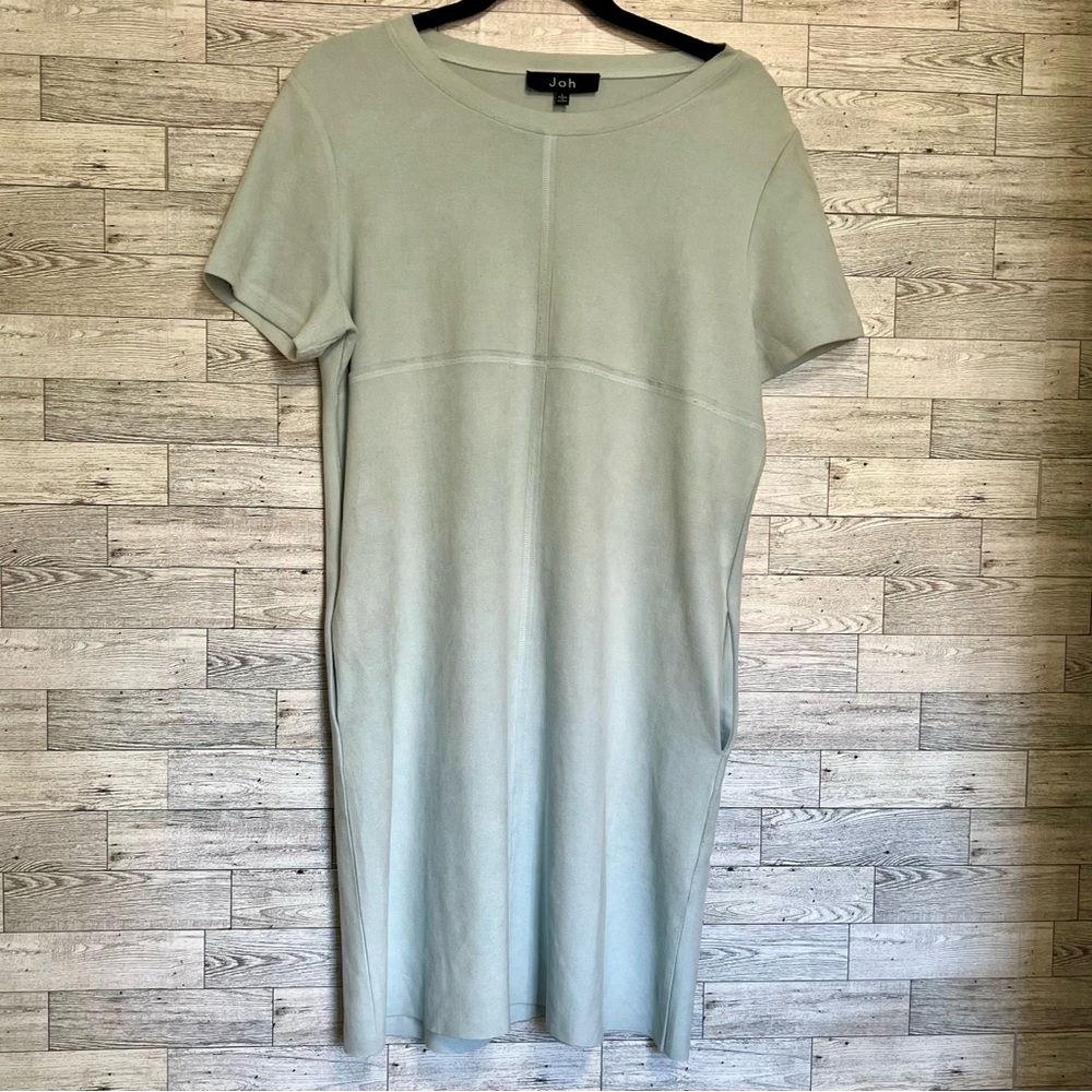 Joh Light‎ Blue Faux Suede Lg Microfiber Shift Dress Size Large has Pockets